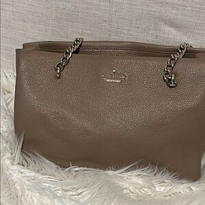 Kate Spade Taupe Leather Shoulder Bag with Gold chain straps